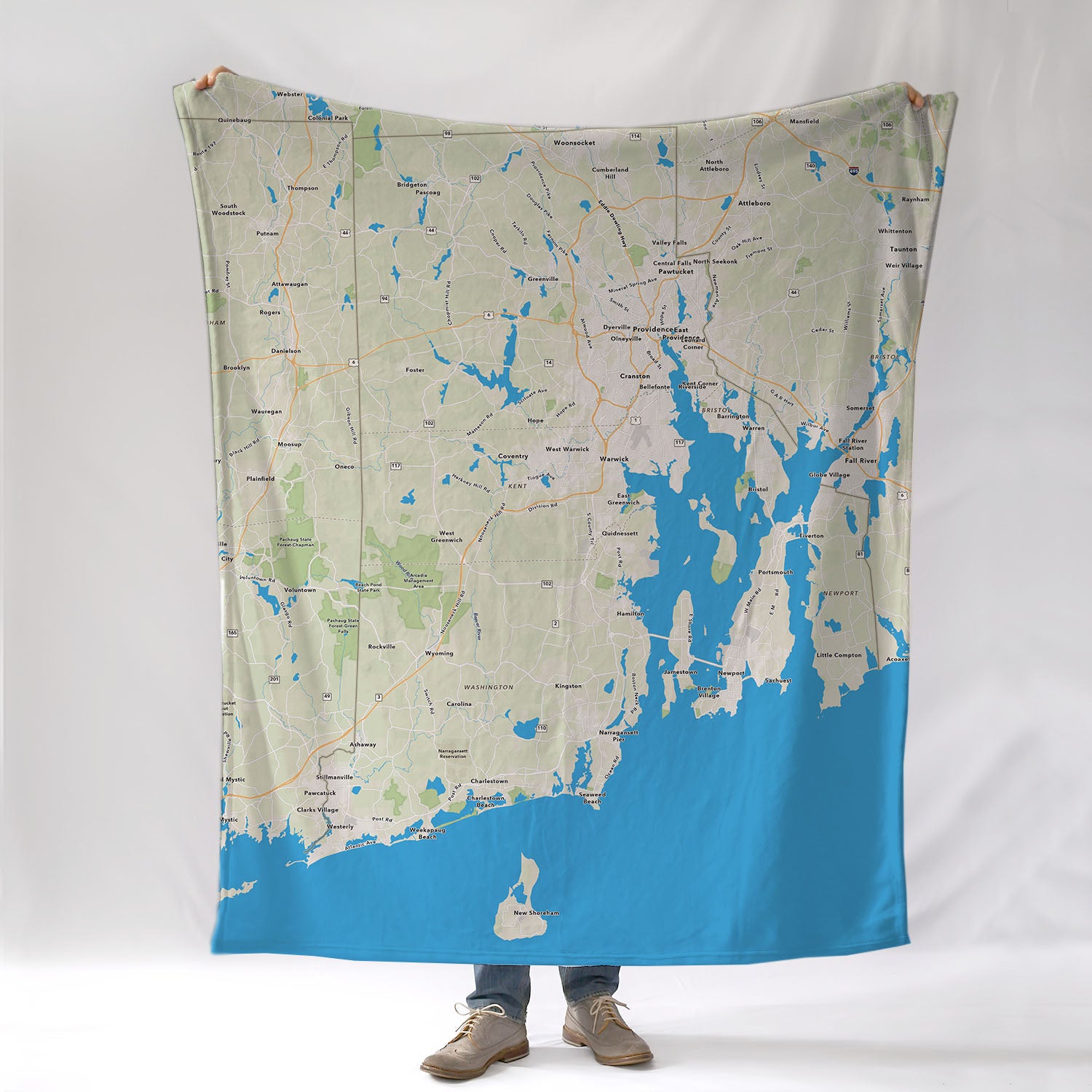 Rhode Island, Newport, RI Hometown Style Map Blanket