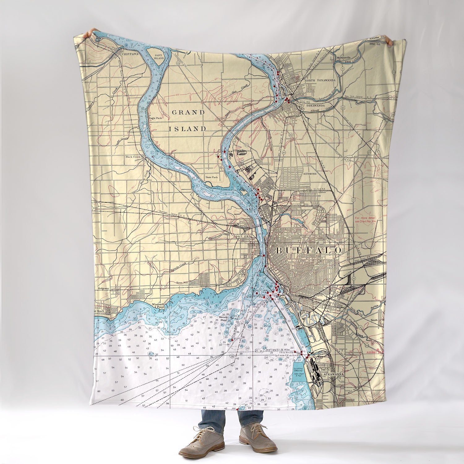 Buffalo NY 1941 Nautical Chart Blanket