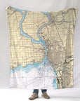 Buffalo NY 1941 Nautical Chart Blanket