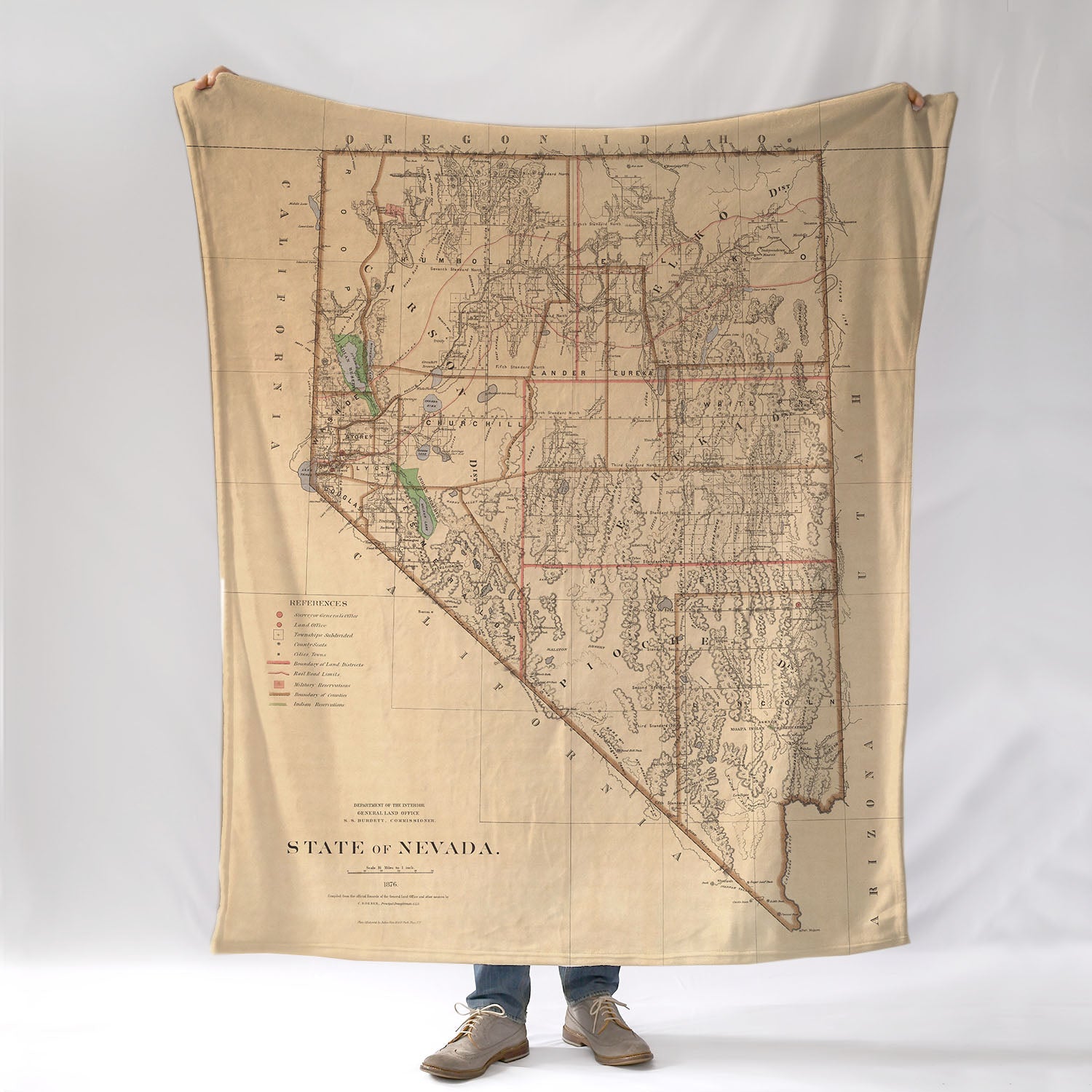 Nevada State Antique Map Blanket