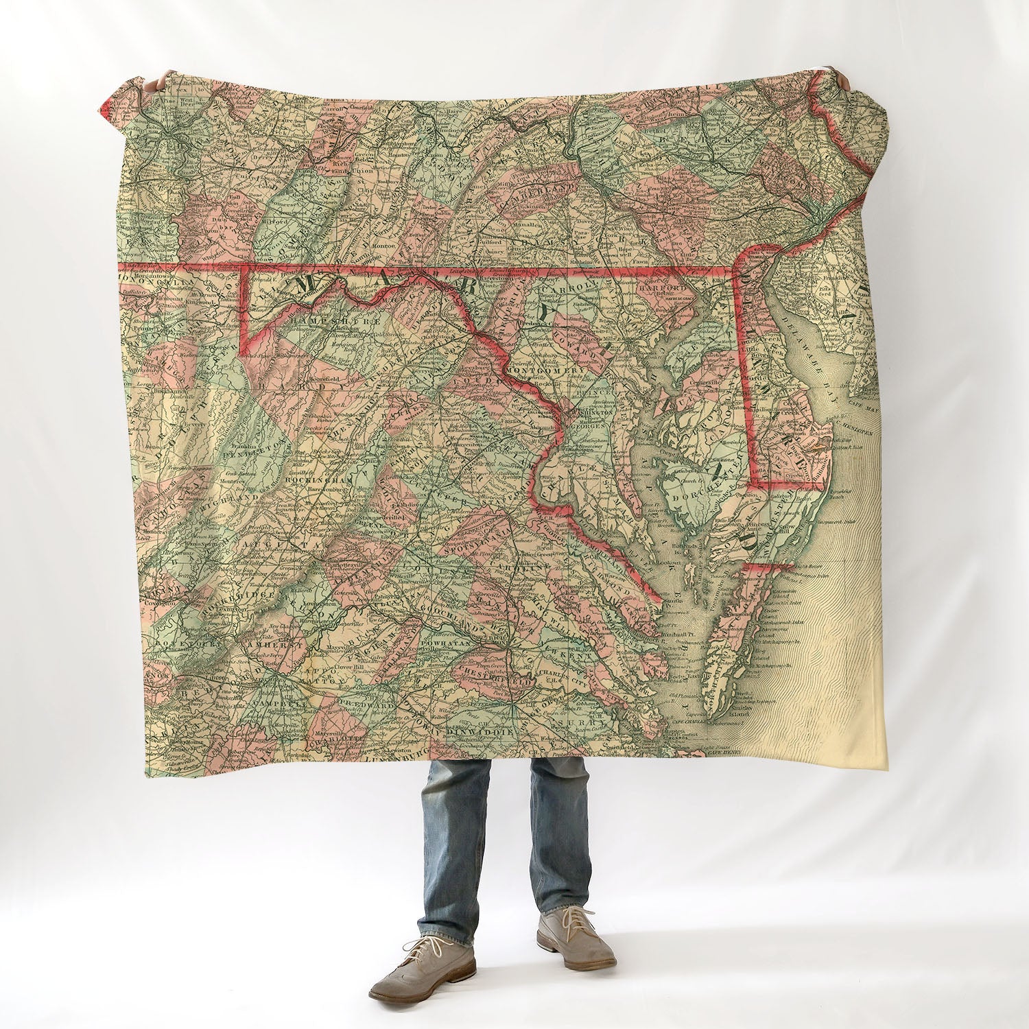 Maryland Chesapeake Bay Antique Map Blanket