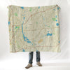 Shrewsbury MA Charted Territory Map Blanket