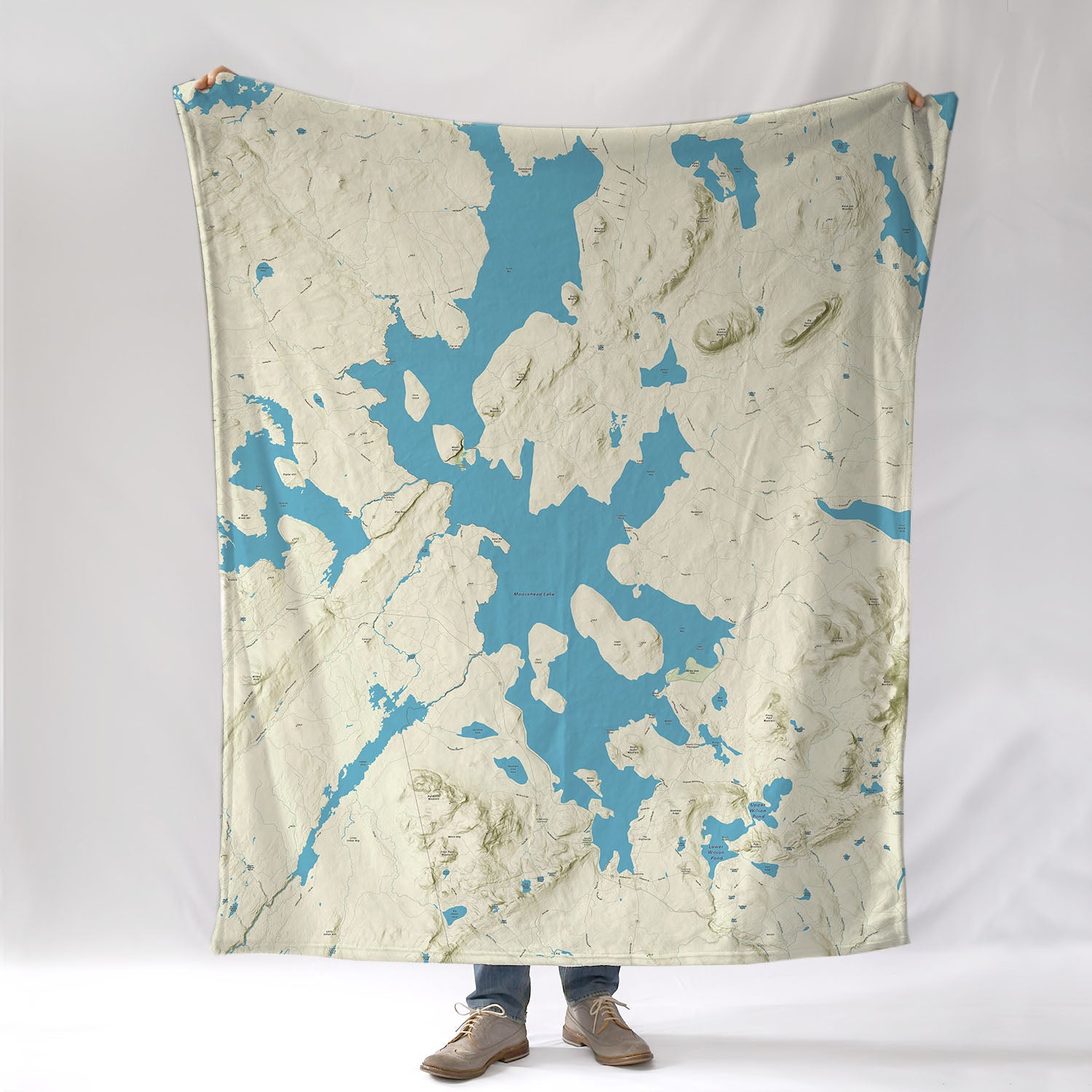 Moosehead Lake ME Charted Territory Map Blanket