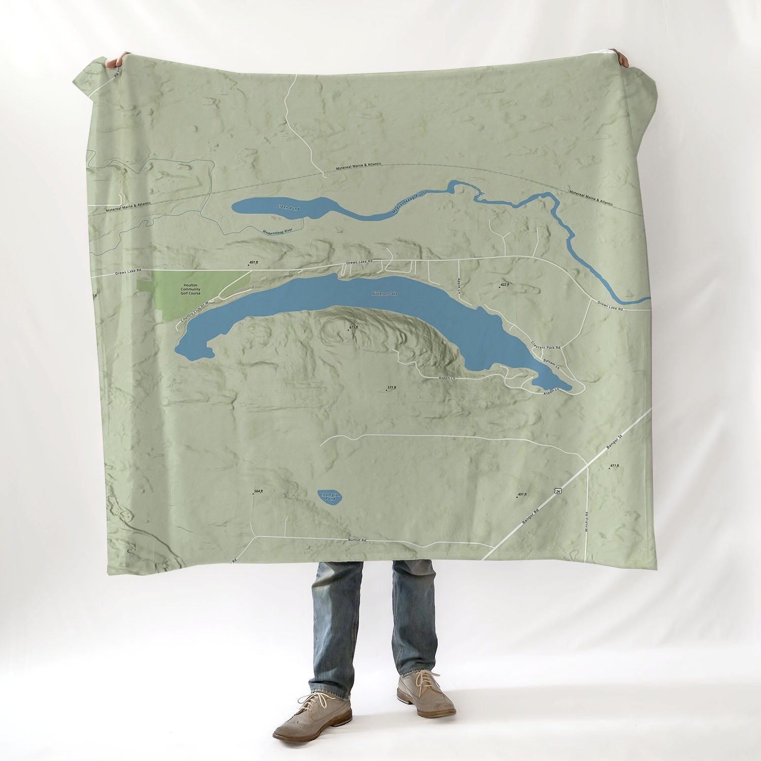 Nickerson Lake Maine Charted Territory Blanket