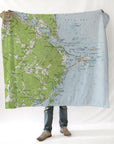 Biddeford ME Vintage TOPO Chart Blanket