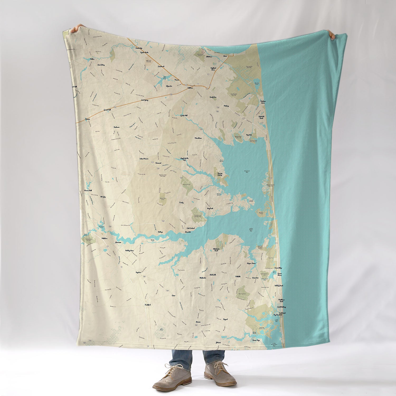 Delaware Coast Modern Wave Map Blanket