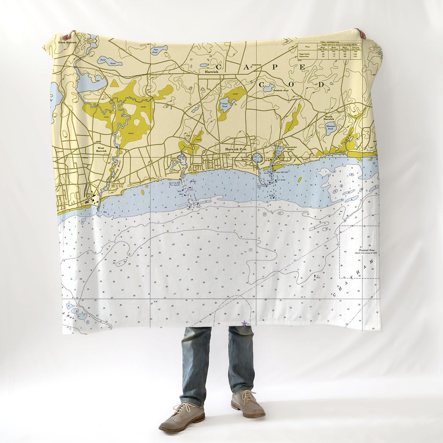 Harwich Port MA Nautical Chart Blanket