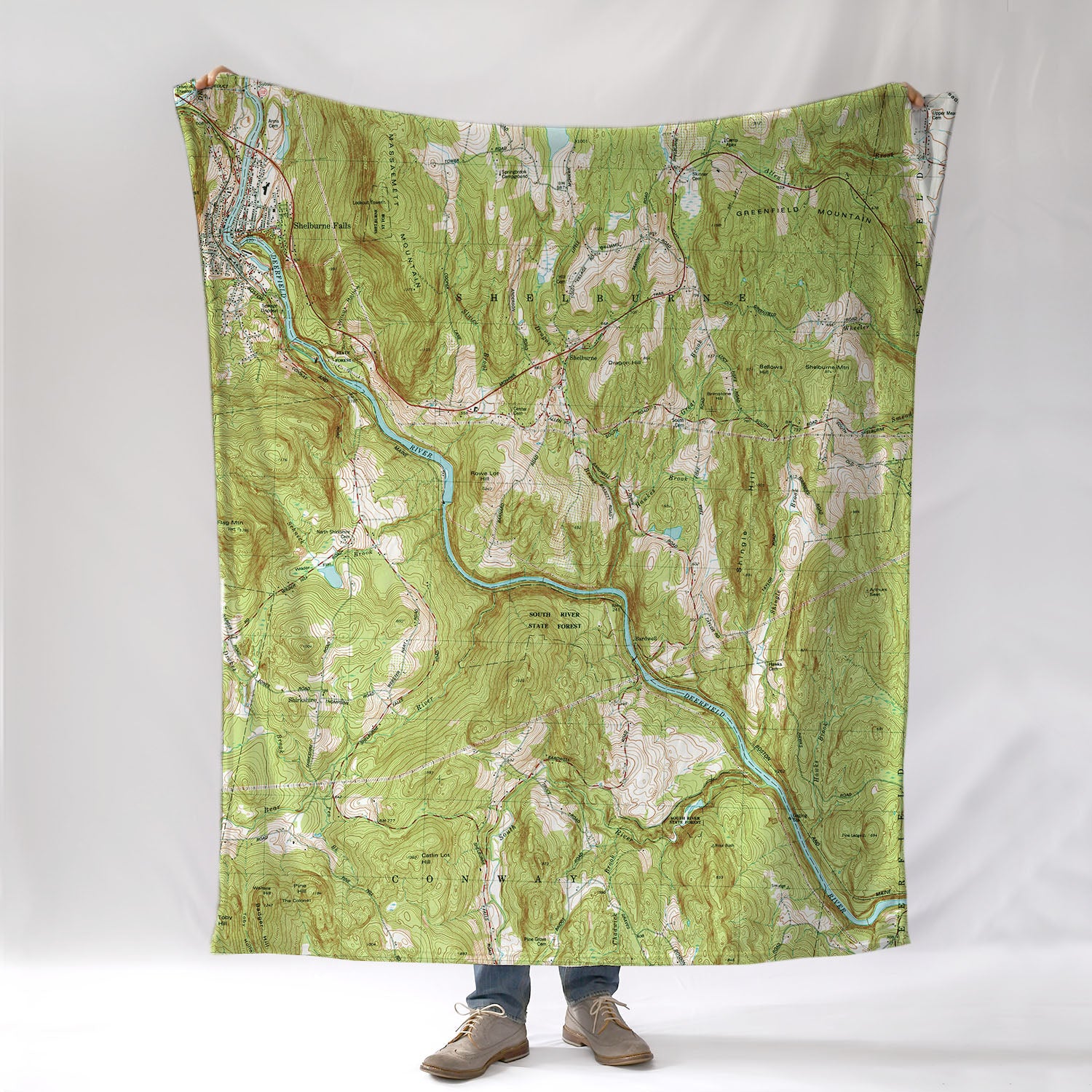 Shelburne, MA Vintage Topo Map Blanket