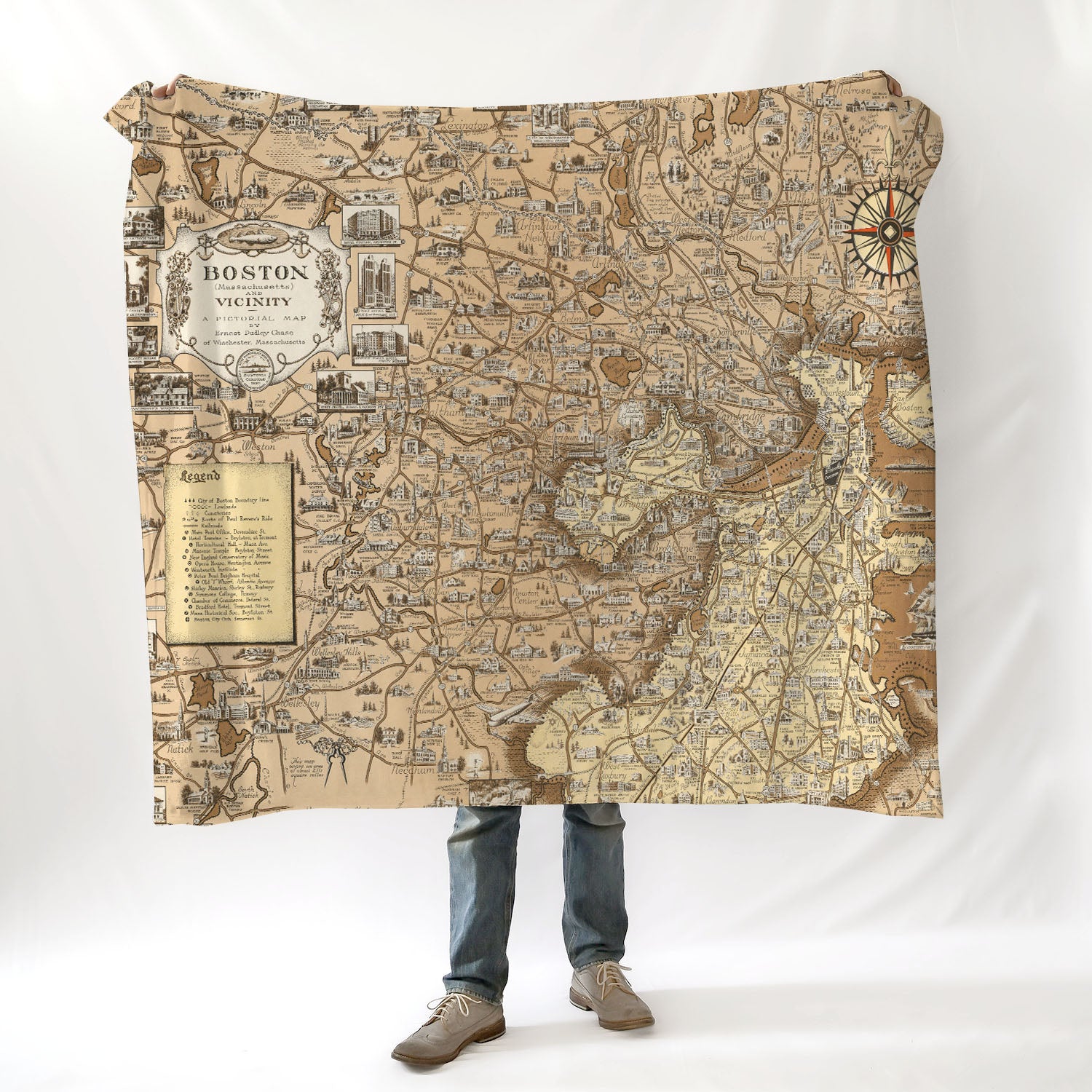 Boston Antique Map Blanket