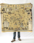 Boston, MA Telephone Birthplace Pictorial Map c. 1947 Blanket