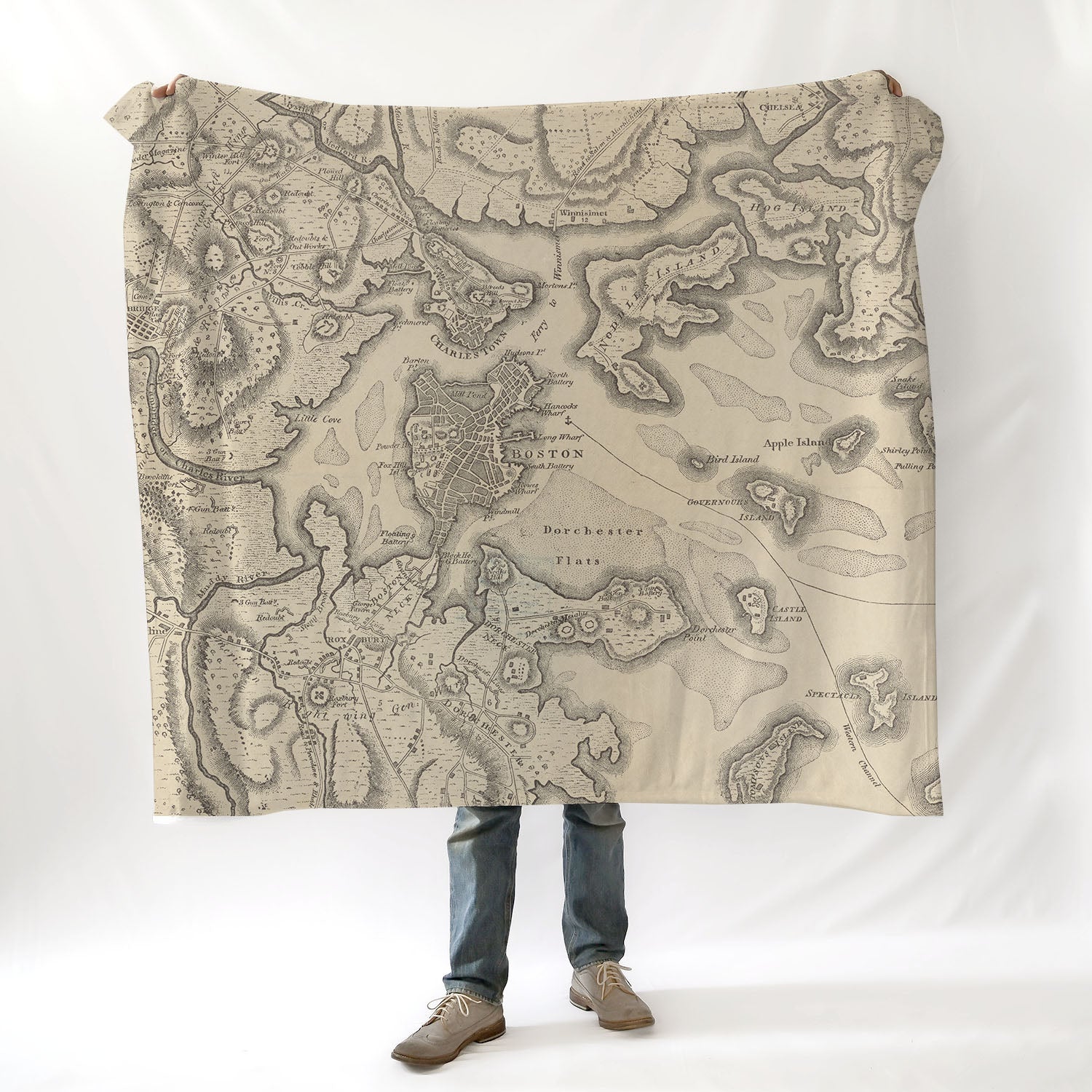 George Washington Revolutionary Campaign War Map c.1776 Blanket