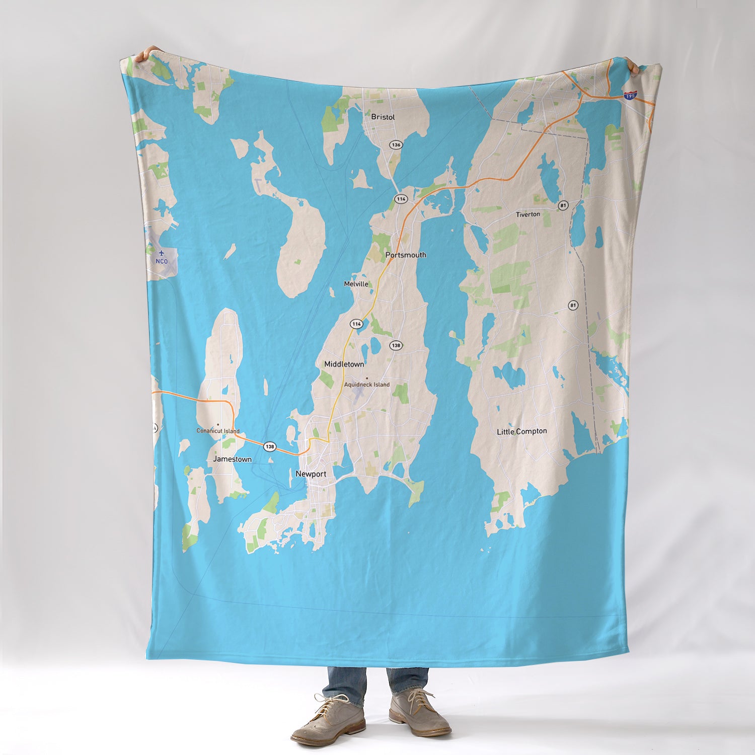 Newport, Aquidneck Island, RI Map Blanket