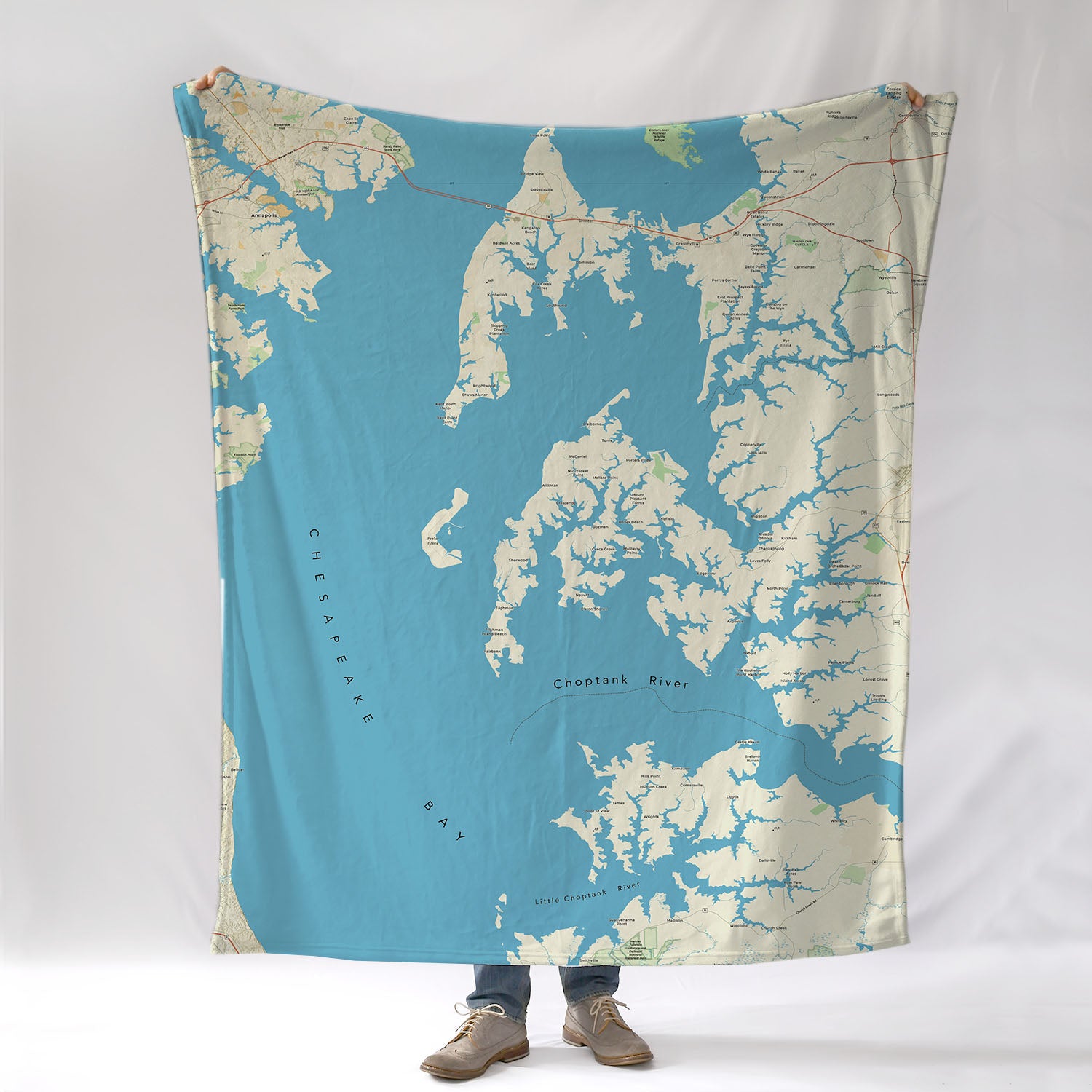 Easton MD Chesapeake Hometown-style Map Blanket