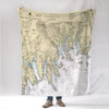 Milbridge, ME Vintage Nautical Chart Blanket