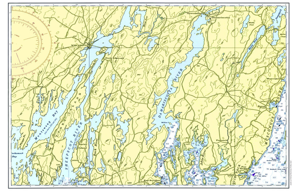Damariscotta, ME Nautical Chart Placemat