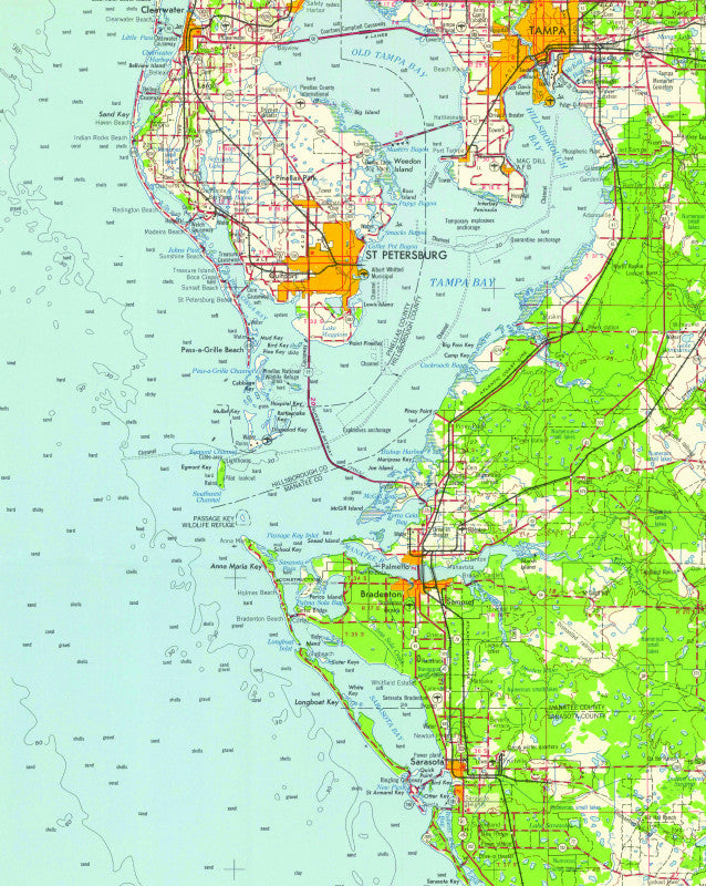 St. Petersburg / Tampa Chart, FL. Topo Map Blanket