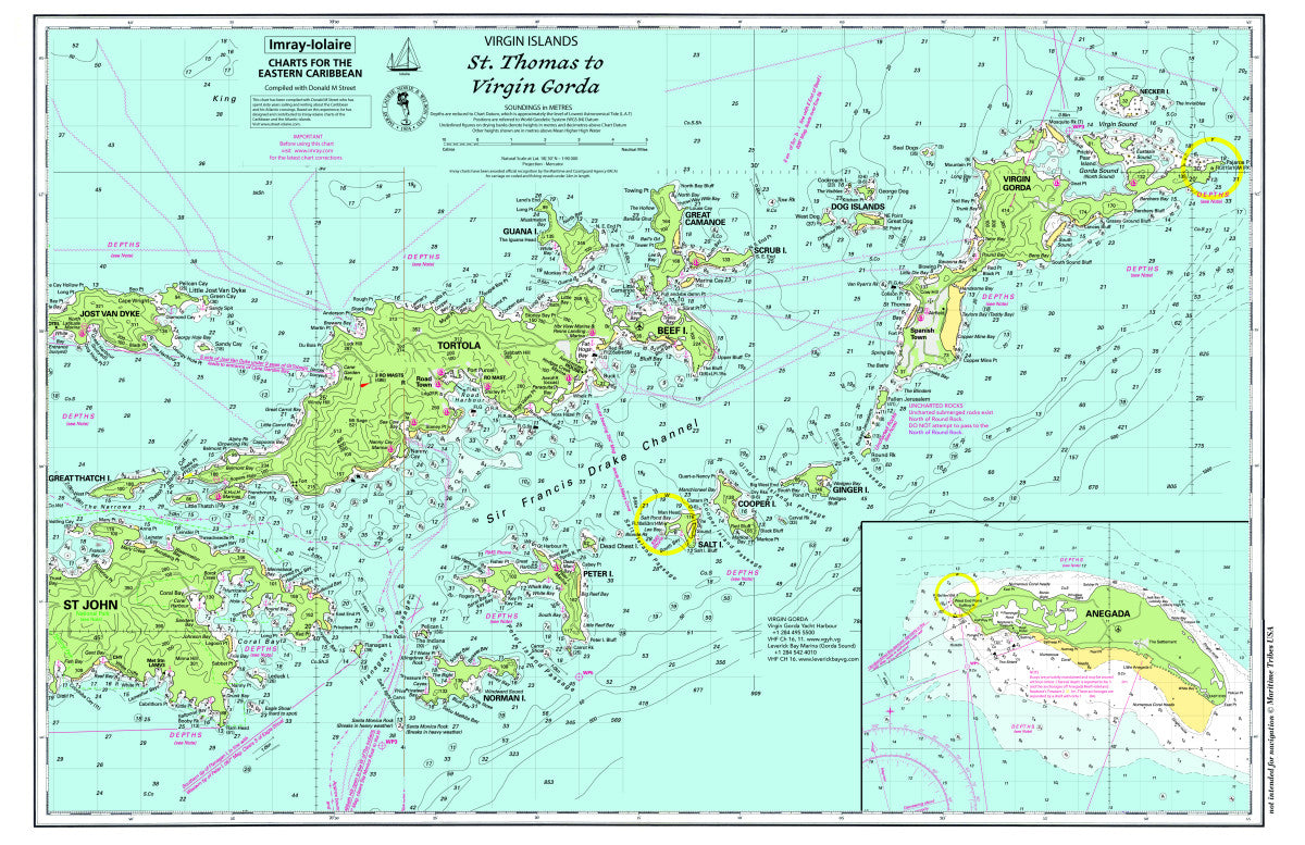 Virgin Islands, Imray Charts Placemat