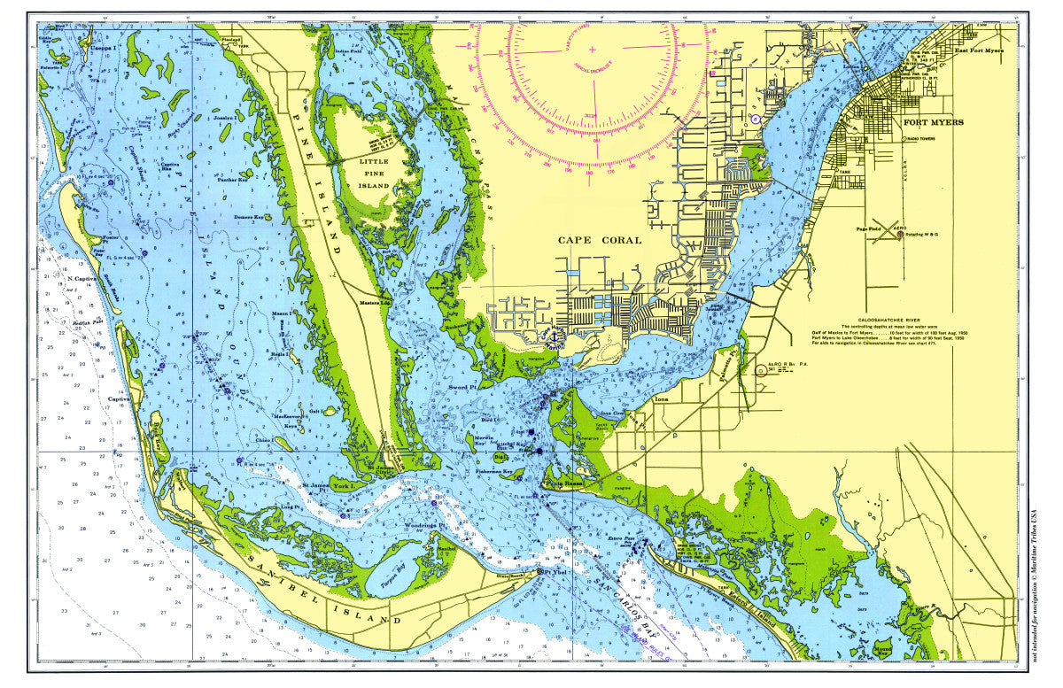 Sanibel to Cape Harbour Chart Placemat