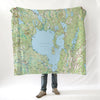 Sebago Lake, Maine, Vintage Topographical Map Blanket