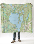 Sebago Lake, Maine, Vintage Topographical Map Blanket