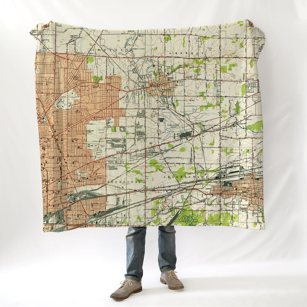 Williamsville, New York Vintage Map Blanket