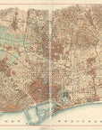 Barcelona, España, Vintage Antique Map, c. 1915 Blanket | Barcelona Spain Decor