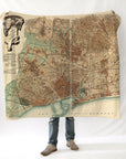 Barcelona, España, Vintage Antique Map, c. 1915 Blanket | Barcelona Spain Decor