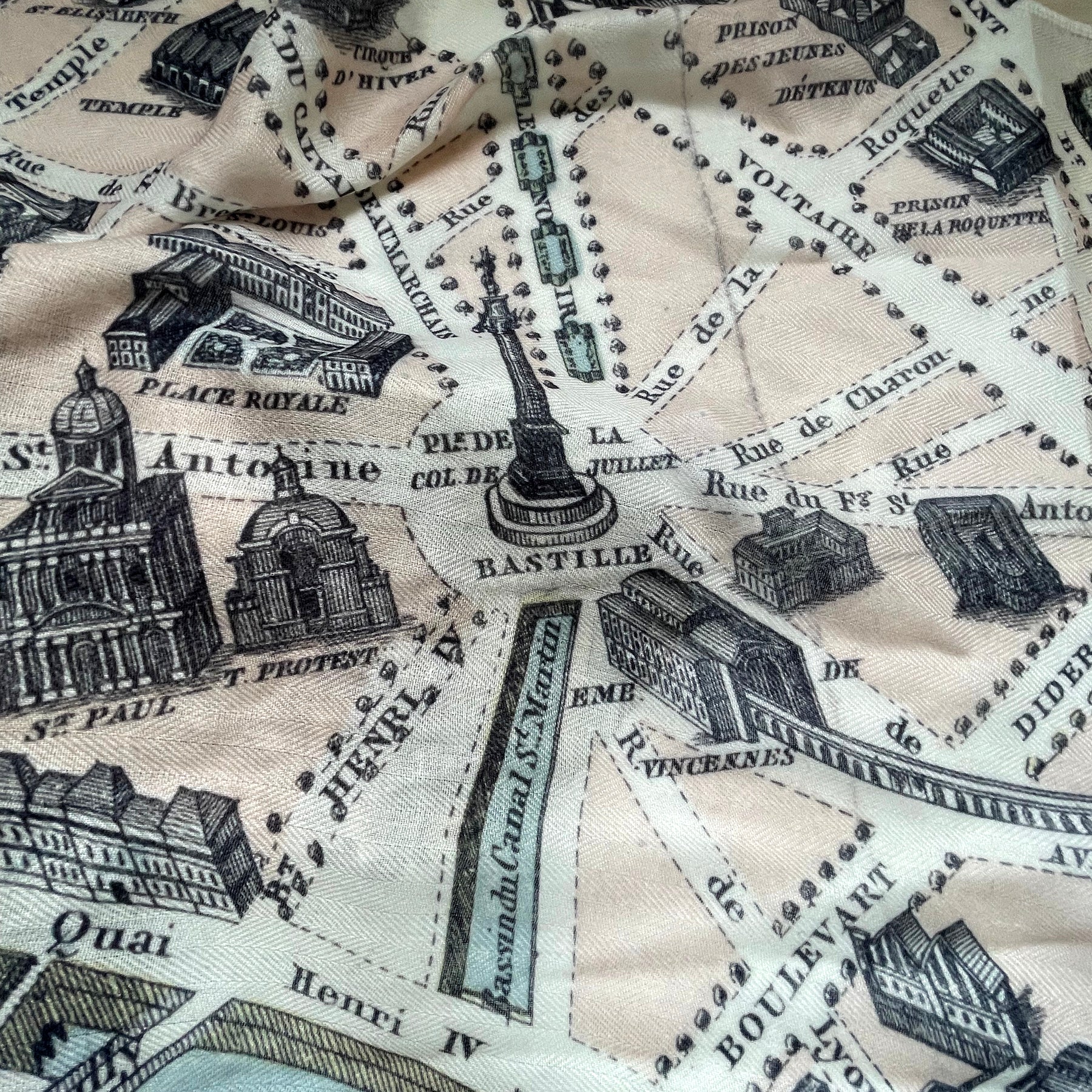 Paris Vintage Birdseye Map Scarf