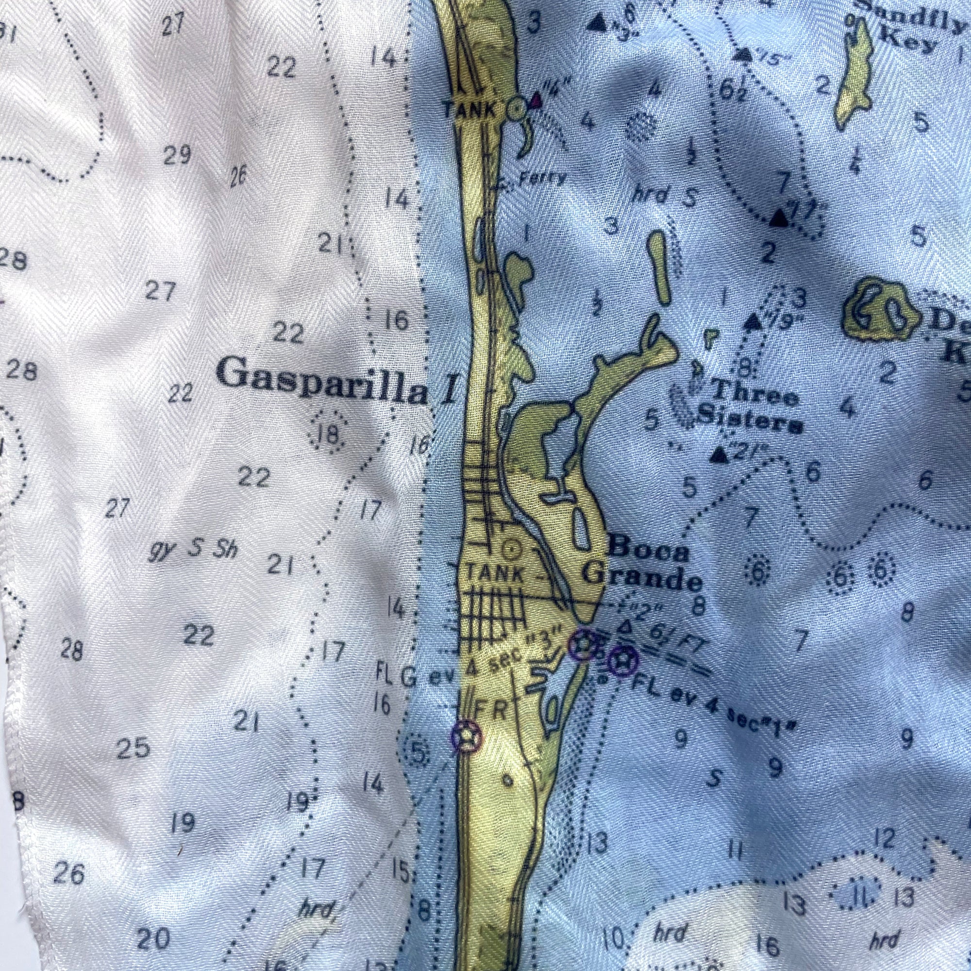 Sanibel Island to Boca Grande, FL Nautical Map Scarf