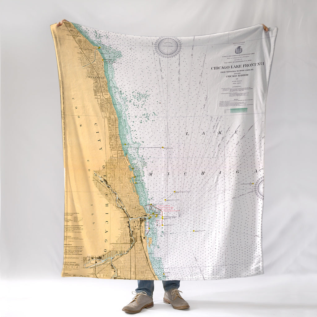 Chicago / Evanston Nautical Chart Blanket