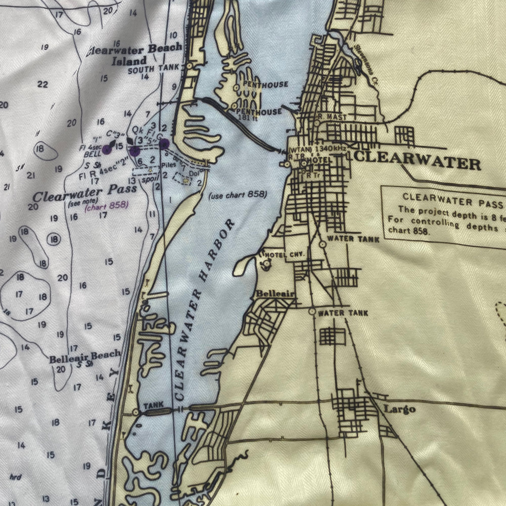 St. Pete Beach, Clearwater, FL Nautical Chart Scarf