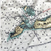 Buzzards bay chart scarf with vintage nautical map print.