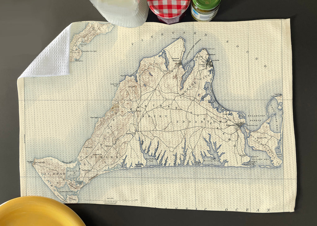 Martha's Vineyard Vintage Map Dishtowel