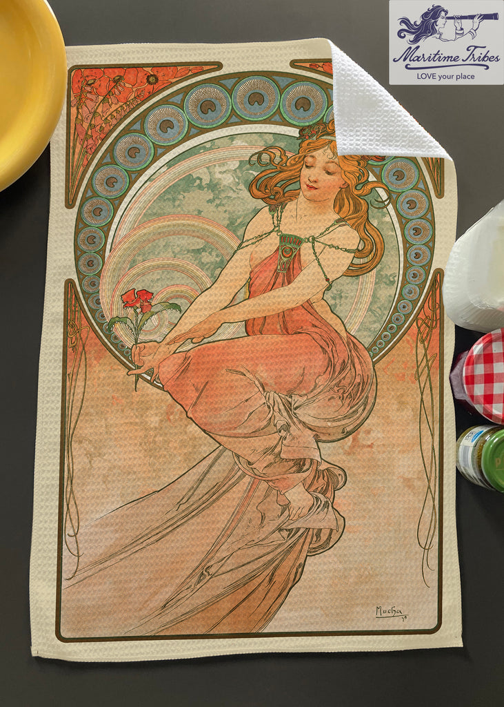 Mucha - 'Painting' Tea Towel