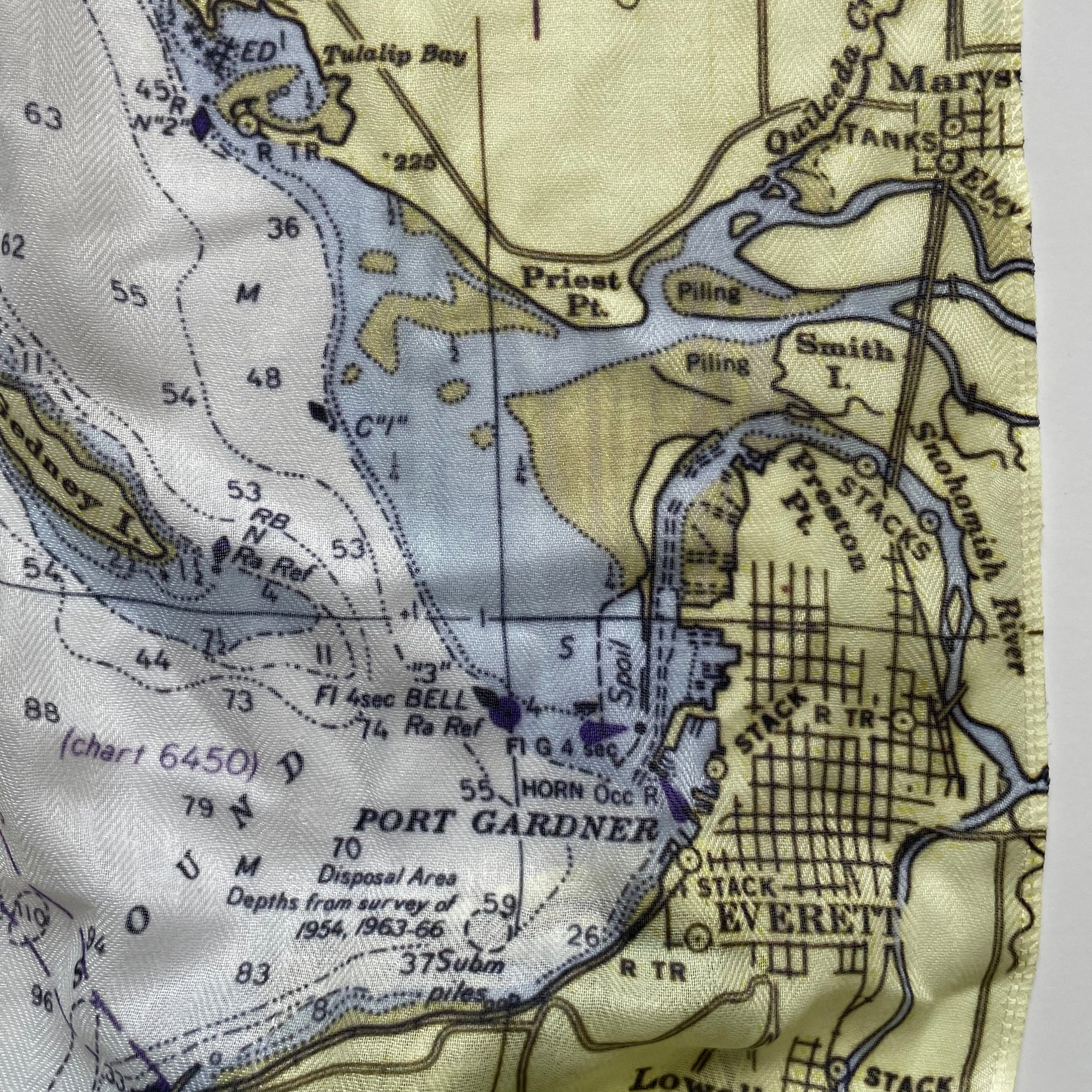 Seattle, WA Puget Sound, Nautical Chart Scarf