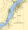 A vintage nautical chart of Calosmahatchee River showing depth measurements, labeled with places such as Fort Myers, Whiskey Creek, and Cape Coral on a cream-colored background.
