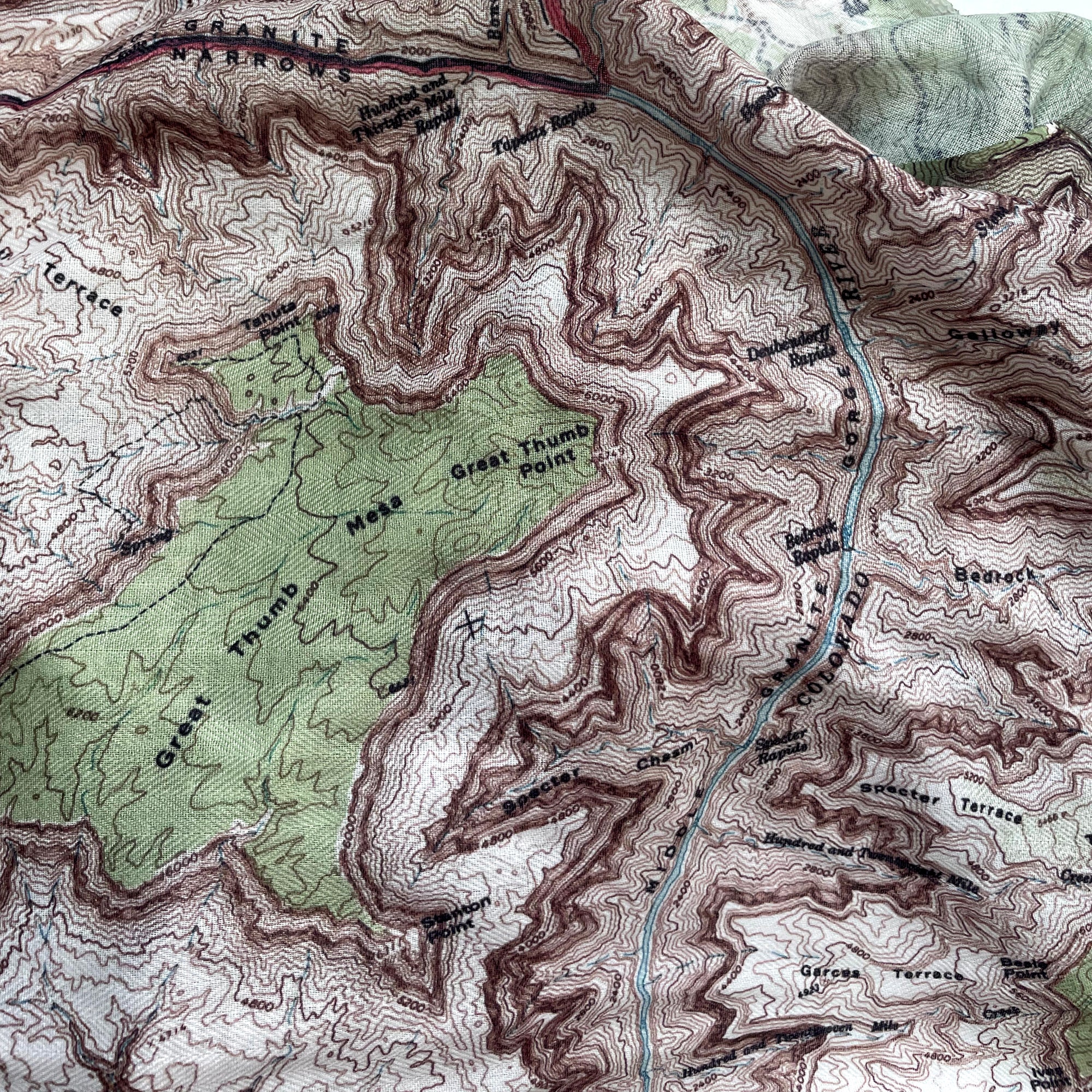 Grand Canyon Topographical Map, Vintage 1965 Scarf