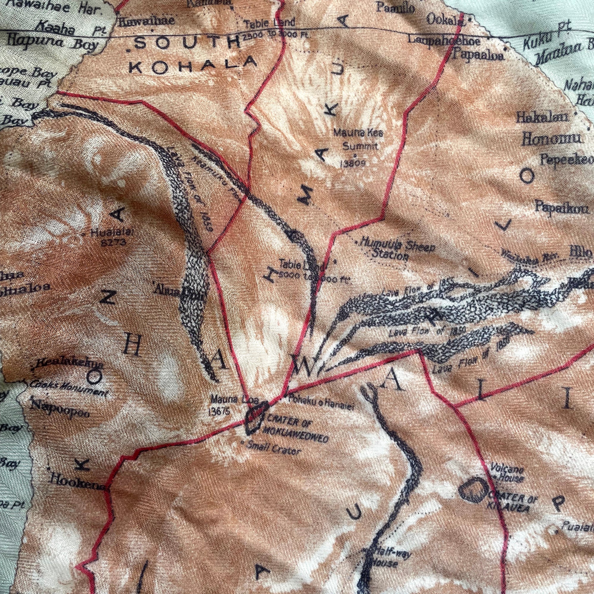 Hawaii, HI Vintage State Map Scarf