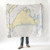 Martha's Vineyard Vintage Nautical Chart Blanket