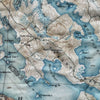 Soft lightweight viscose Lake Winnipesaukee map scarf close up