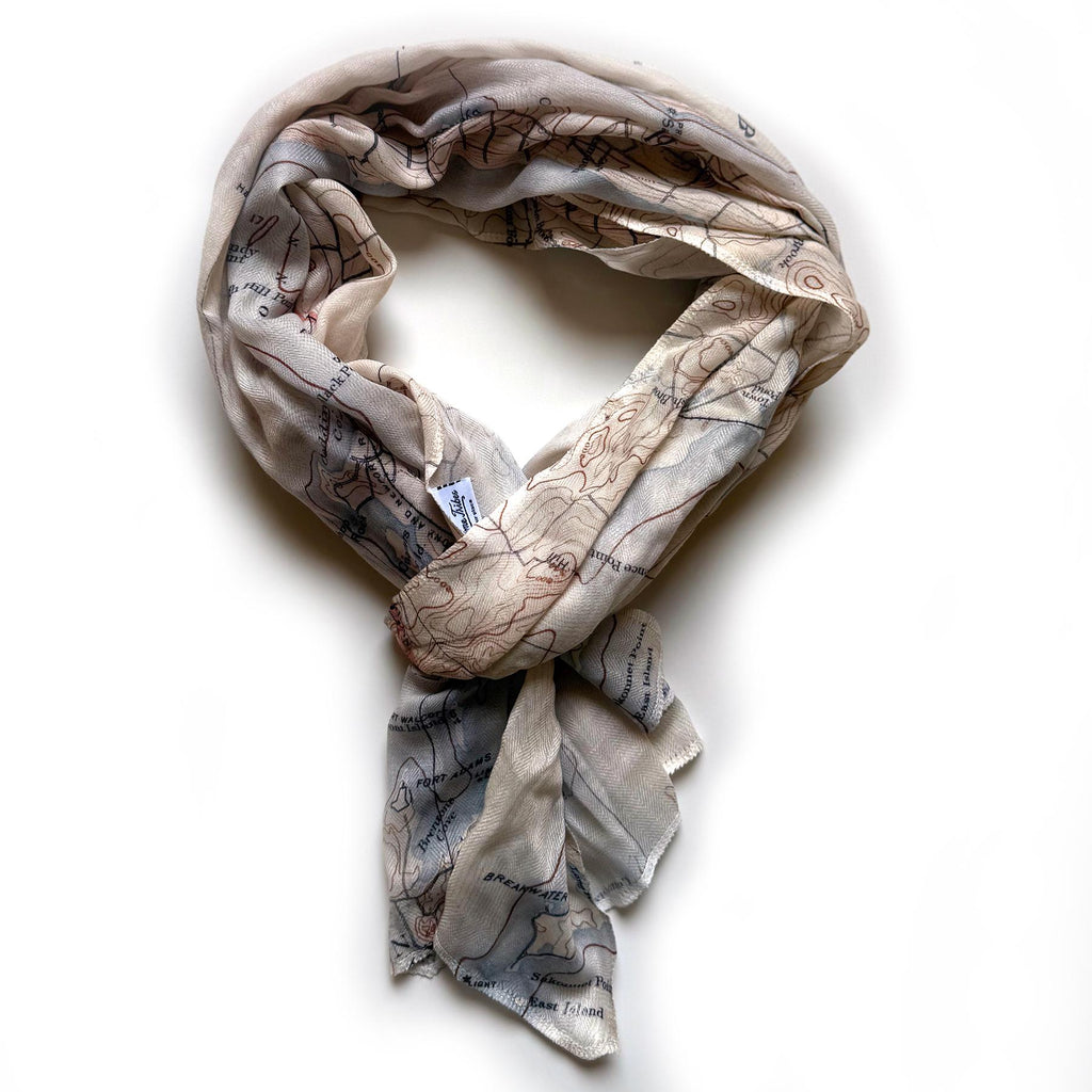 Vintage Topographical Map Scarf
