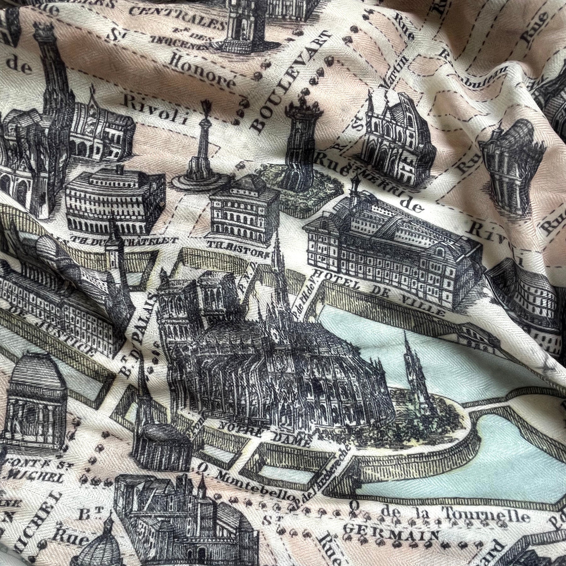 Paris Vintage Birdseye Map Scarf