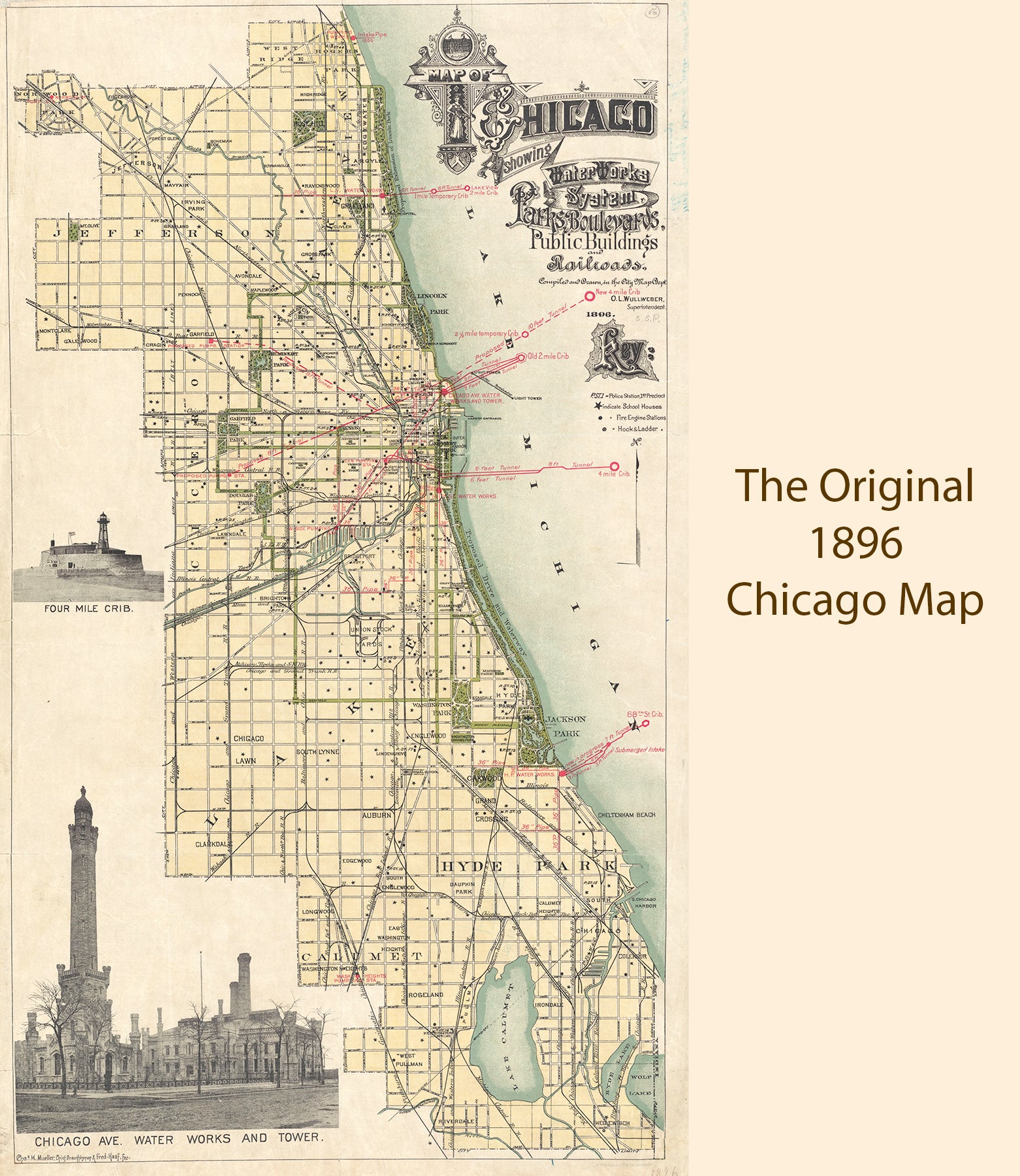 Vintage Chicago Map Scarf – Chicago Illinois Map