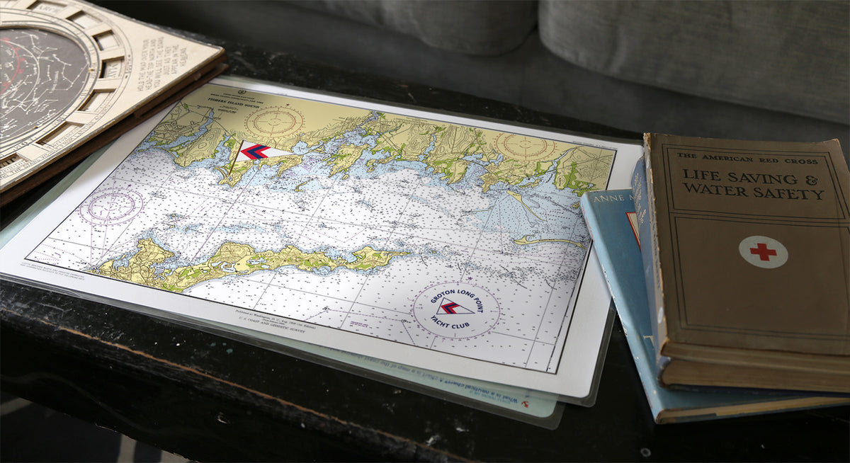 Groton Long Point Yacht Club Chart with Burgee Placemat