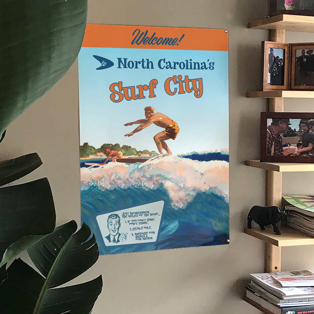Vintage Surf Poster - 22" x 28"  - Customized to your town