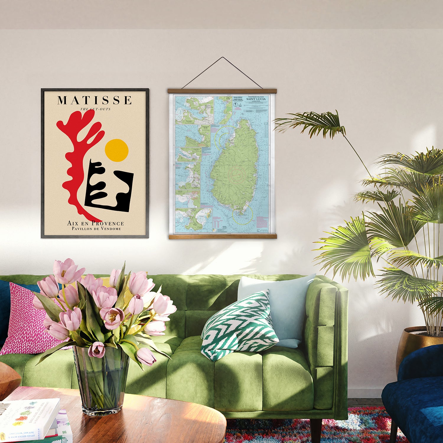 St. Lucia Nautical Chart Canvas Wall Scroll