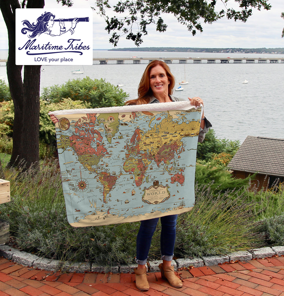 Illustrated World Map Baby Blanket - by Ernest Dudley Chase - Super Soft