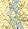 Vintage map of a coastal area with water bodies and urban layout