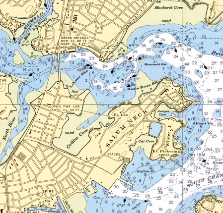 Salem &amp; Marblehead Vintage Nautical Chart Scarf