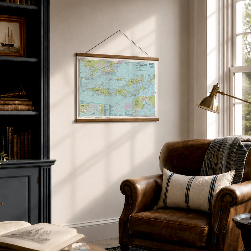 Virgin Islands Nautical Chart Canvas Wall Scroll